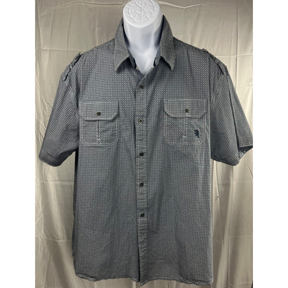English Laundry Lions Crest Short Sleeve Button Down Shirt Mens 2X Geometric
